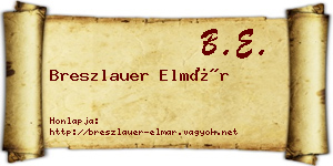 Breszlauer Elmár névjegykártya